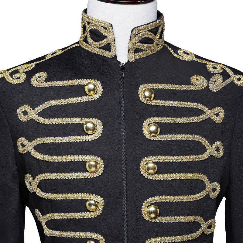 Black Gold Inlaid Zipper Men's Court Army Dress