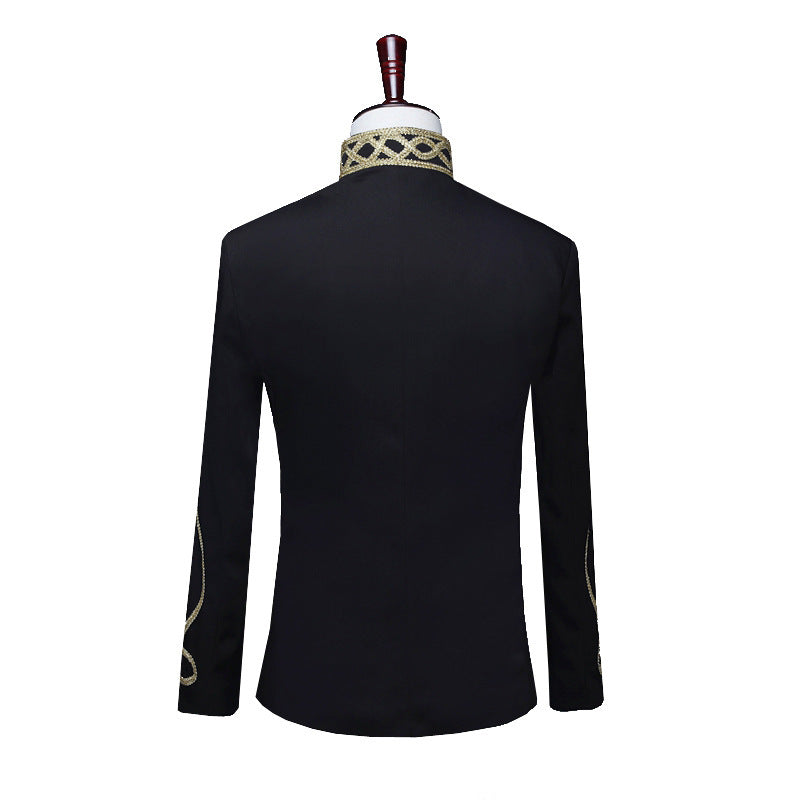 Black Gold Inlaid Zipper Men's Court Army Dress