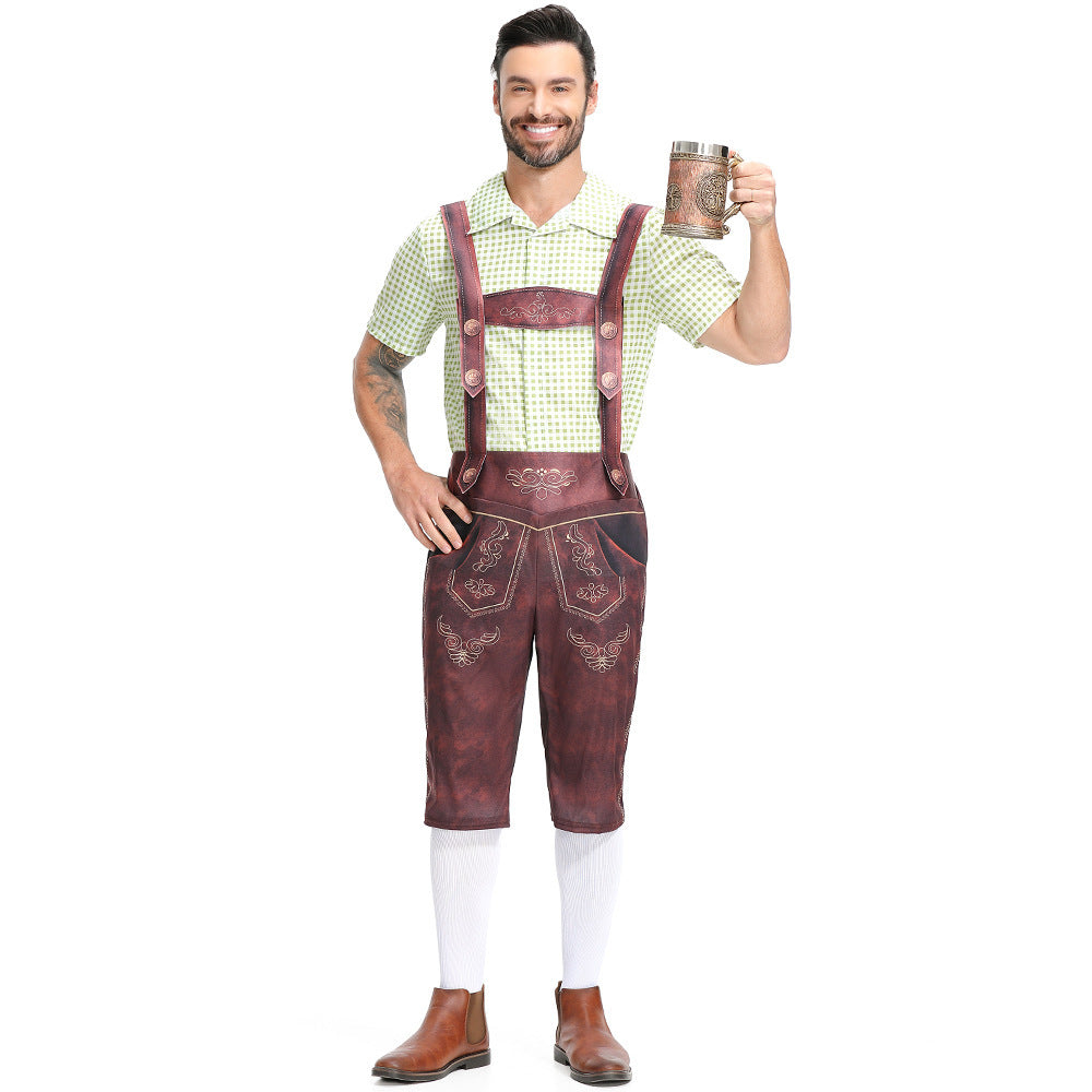 Men Plaid Munich Beer Overalls