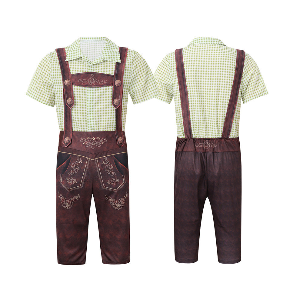 Men Plaid Munich Beer Overalls